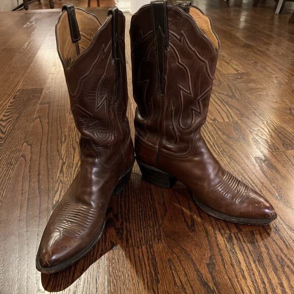 Lucchese Classic nubuck Brown Leather Cowboy western Boots size 10 vintage - Picture 1 of 12